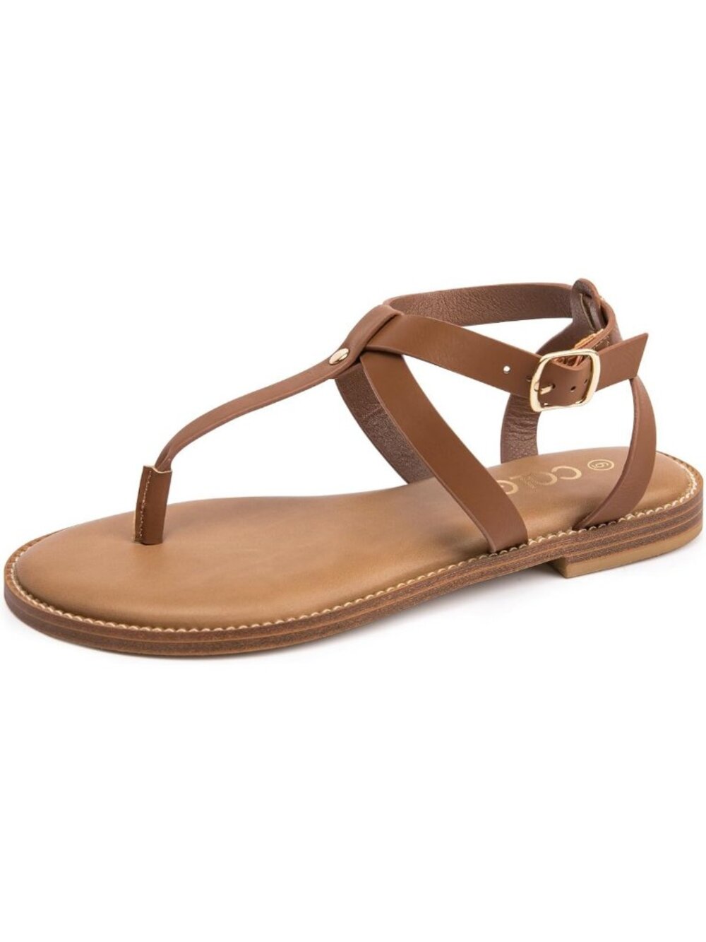 Casual T-Strap Flat Sandals for Women, Adjustable Ankle Buckle, Summer Wedding